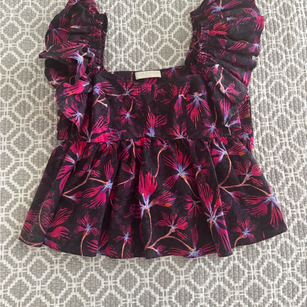 Ulla Johnson Romi Fluttersleeve - Black and Pink